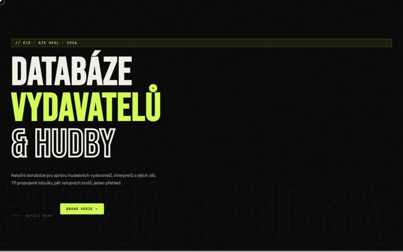 Databáze hudby – Školní projekt